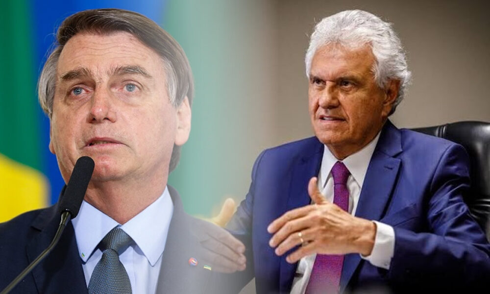 Bolsonaro e Ronaldo Caiado em palanques divididos em Goiás