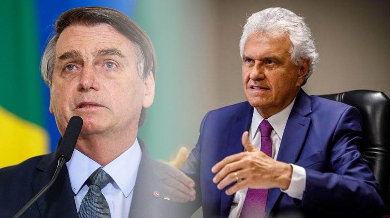 Bolsonaro e Ronaldo Caiado em palanques divididos em Goiás